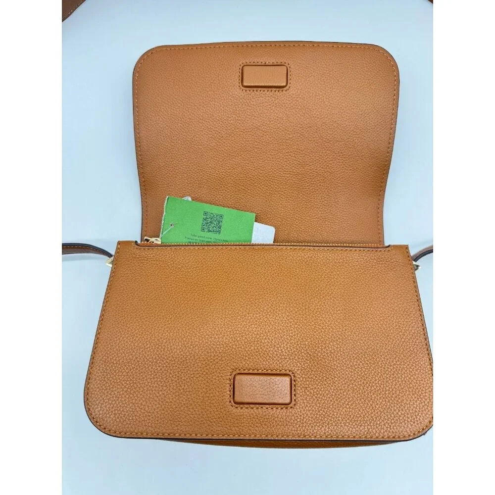 KATE SPADE NY Liv pebbled leather flap crossbody - Cavern Clay /Tan
